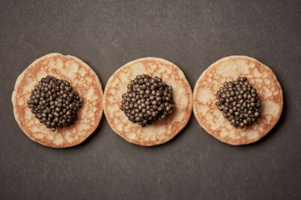 Blinis topped with ANNA Dutch caviar